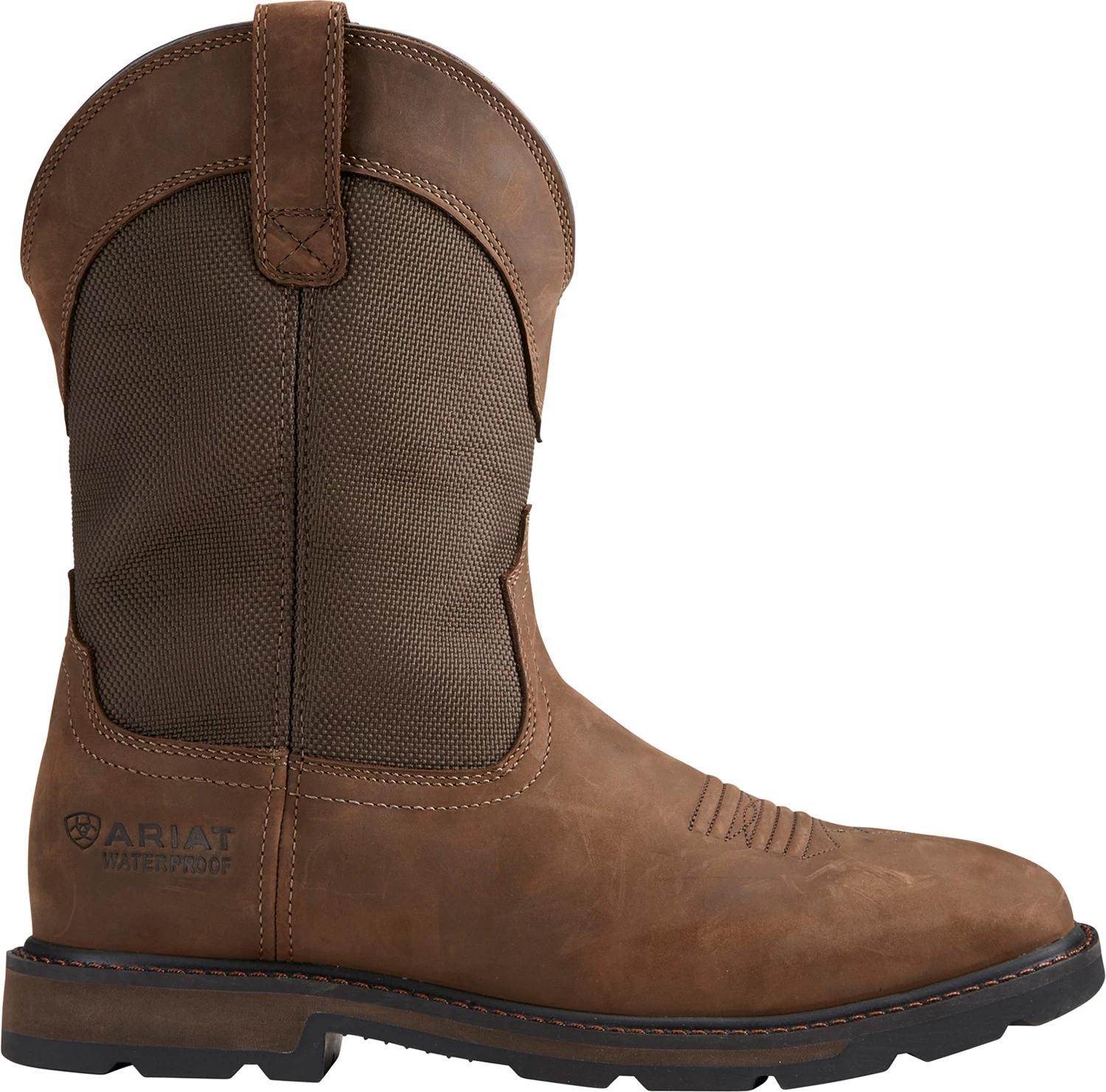 Ariat AR10015196 Groundbreaker, Men's, Palm Brown/Ballistic Brown, Steel Toe, EH, WP, 10 Inch, Pull On, Work Boot 3 Ariat AR10015196 Groundbreaker, Men's, Palm Brown/Ballistic Brown, Steel Toe, EH, WP, 10 Inch, Pull On, Work Boot