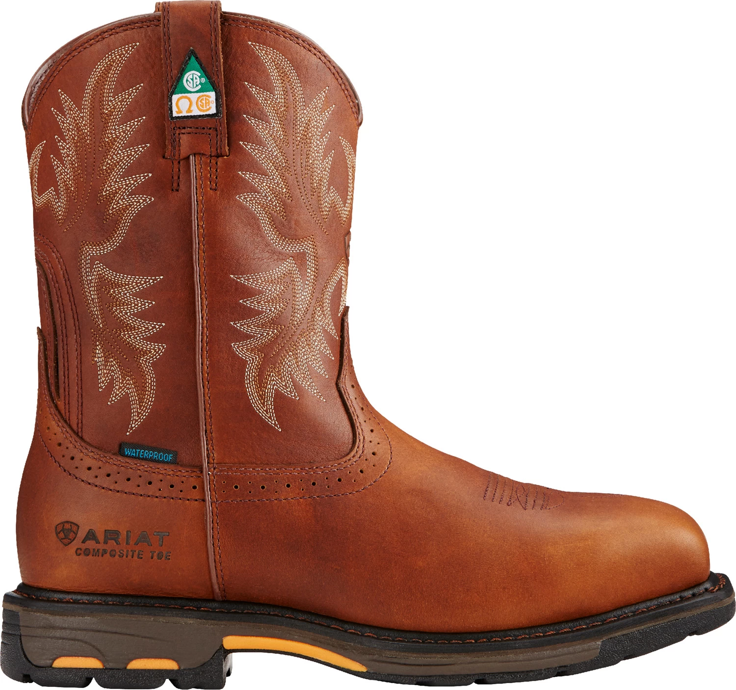 Ariat AR10017175 WorkHog, Men's, Brown, Comp Toe, EH, PR, WP, 11 Inch, Pull On, Work Boot 3 Ariat AR10017175 WorkHog, Men's, Brown, Comp Toe, EH, PR, WP, 11 Inch, Pull On, Work Boot