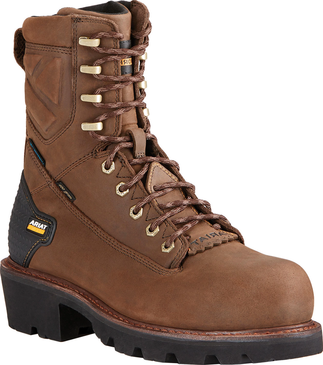 Ariat AR10018567 Powerline, Men's, Brown, Comp Toe, EH, WP, INS, 8 Inch Logger 3 Ariat AR10018567 Powerline, Men's, Brown, Comp Toe, EH, WP, INS, 8 Inch Logger