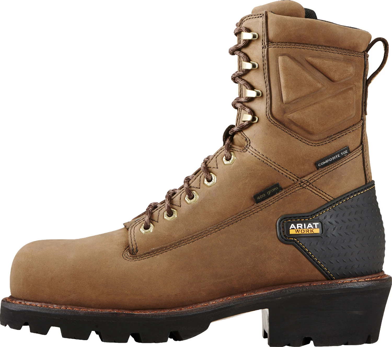 Ariat AR10018567 Powerline, Men's, Brown, Comp Toe, EH, WP, INS, 8 Inch Logger 4 Ariat AR10018567 Powerline, Men's, Brown, Comp Toe, EH, WP, INS, 8 Inch Logger - Image 2