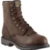 Ariat 1943 Men's Brown 8 Inch Workhog Boot Composite Toe SR Waterproof -Shoes Sales Store ar1943 profile flipped