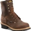 Carolina CA9821 Elm, Men's, Brown, Steel Toe, EH, WP, 8 Inch Logger -Shoes Sales Store ca9821 profile