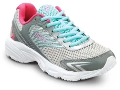 FILA FIL680255 Memory Starform SR, Women's, Metallic Silver/Monument/Aruba Blue, Low Athletic, Slip Resistant, Work Shoe