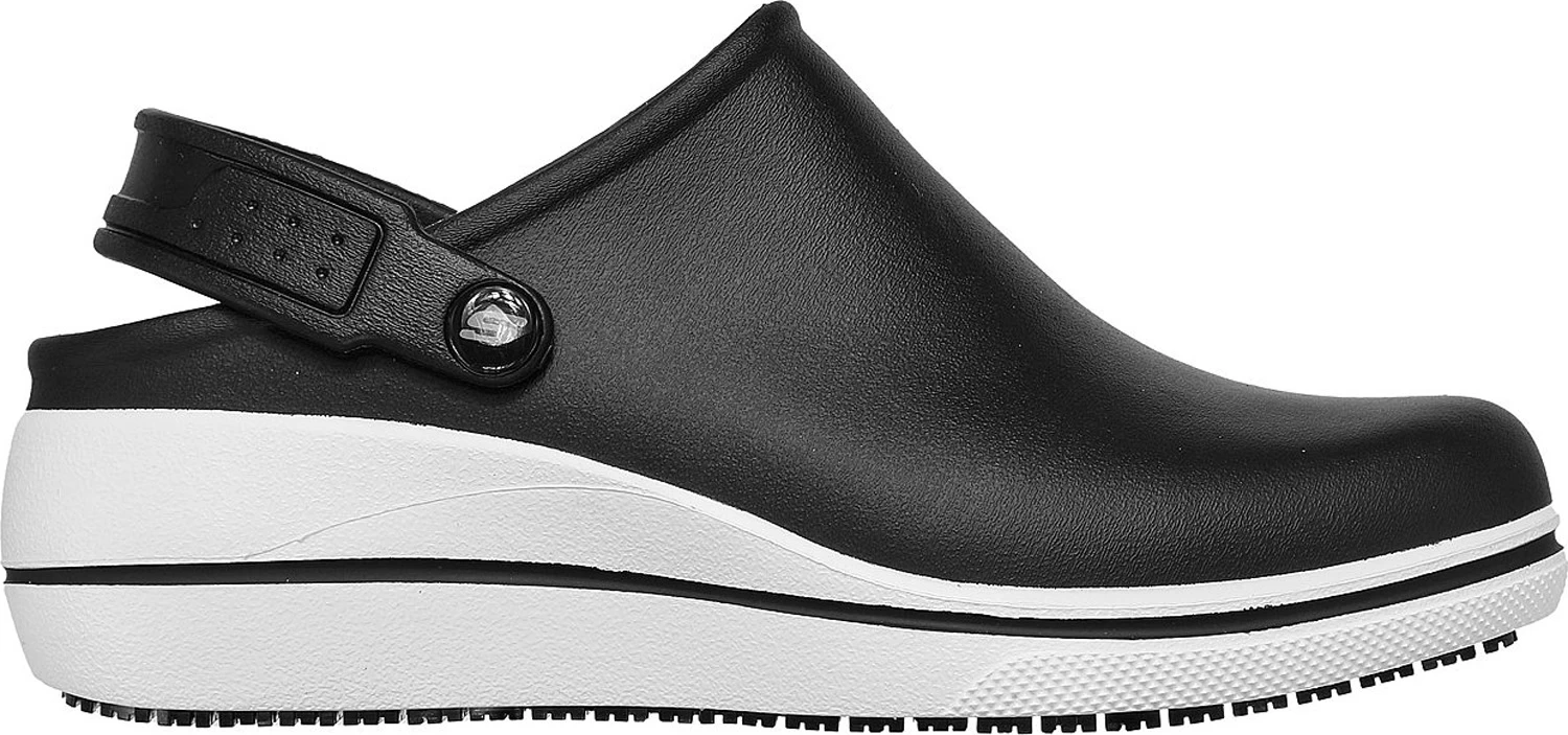 SKECHERS Work SK108051BKW Amreli, Women's, Black/White, Soft Toe, Slip Resistant Clog 4 SKECHERS Work SK108051BKW Amreli, Women's, Black/White, Soft Toe, Slip Resistant Clog - Image 2