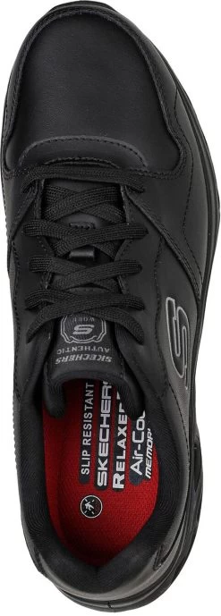 SKECHERS Work SK200105BLK Benafix, Men's, Black, Soft Toe, Slip Resistant, Low Athletic, Work Shoe -Shoes Sales Store sk200105blk top