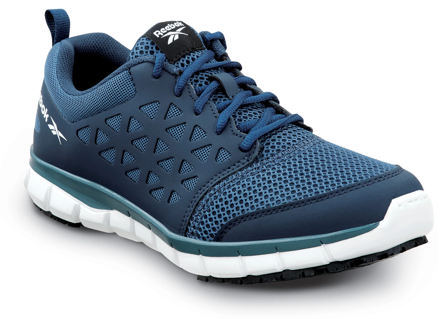 Reebok Work SRB3205 Sublite Cushion Work, Men's, Navy, Athletic Style, MaxTRAX Slip Resistant, Soft Toe Work Shoe 3 Reebok Work SRB3205 Sublite Cushion Work, Men's, Navy, Athletic Style, MaxTRAX Slip Resistant, Soft Toe Work Shoe