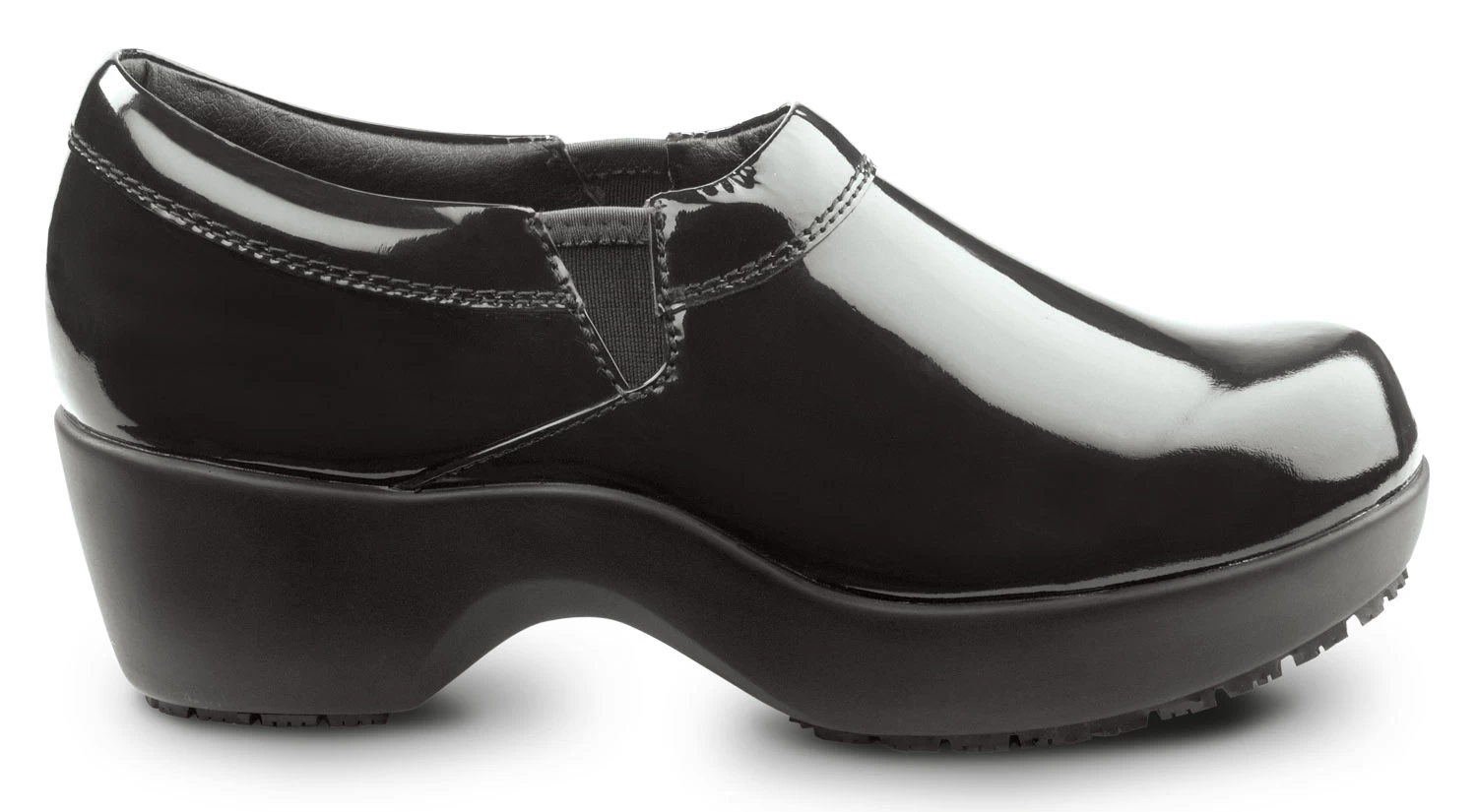 SR Max SRM133 Geneva, Women's, Black Patent, Clog Style, MaxTRAX Slip Resistant, Soft Toe Work Shoe 4 SR Max SRM133 Geneva, Women's, Black Patent, Clog Style, MaxTRAX Slip Resistant, Soft Toe Work Shoe - Image 2