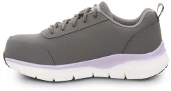 SKECHERS Work Arch Fit SSK108098GYPR Reagan, Women's, Grey/Purple, Athletic Style, Alloy Toe, EH, MaxTRAX Slip Resistant, Work Shoe -Shoes Sales Store ssk108098gypr inside