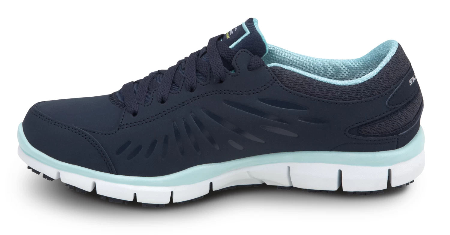 SKECHERS Work SSK405NVAQ Stacey, Women's, Navy/Aqua, Athletic Style, MaxTRAX Slip Resistant, Soft Toe Work Shoe 5 SKECHERS Work SSK405NVAQ Stacey, Women's, Navy/Aqua, Athletic Style, MaxTRAX Slip Resistant, Soft Toe Work Shoe - Image 3