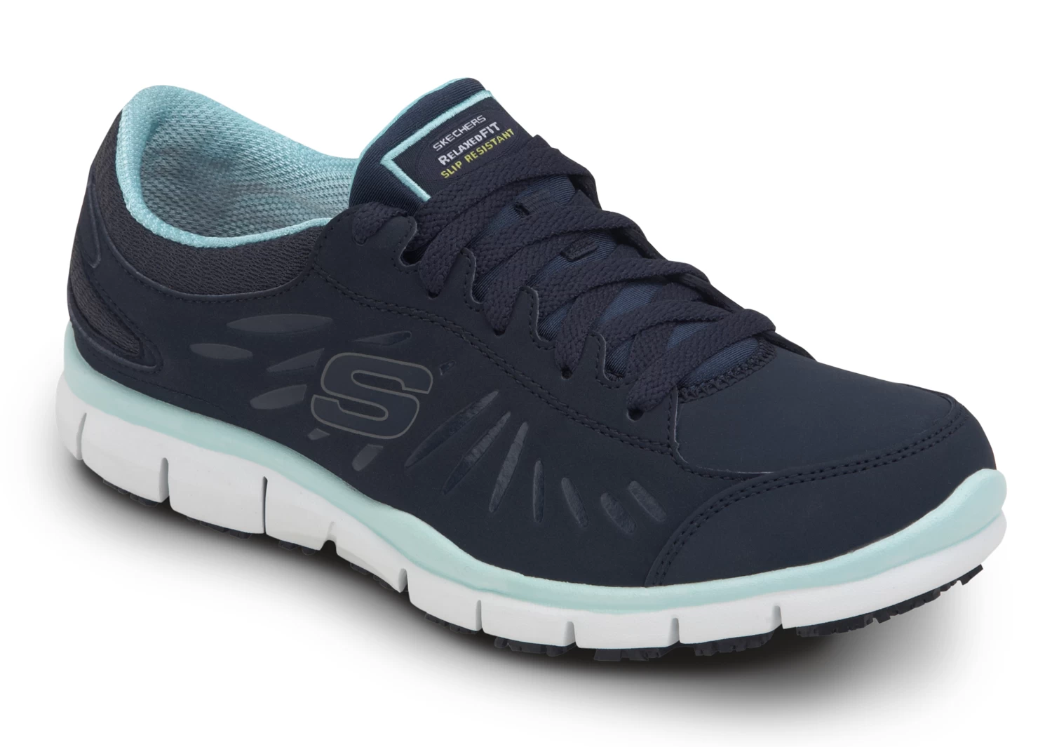 SKECHERS Work SSK405NVAQ Stacey, Women's, Navy/Aqua, Athletic Style, MaxTRAX Slip Resistant, Soft Toe Work Shoe 3 SKECHERS Work SSK405NVAQ Stacey, Women's, Navy/Aqua, Athletic Style, MaxTRAX Slip Resistant, Soft Toe Work Shoe