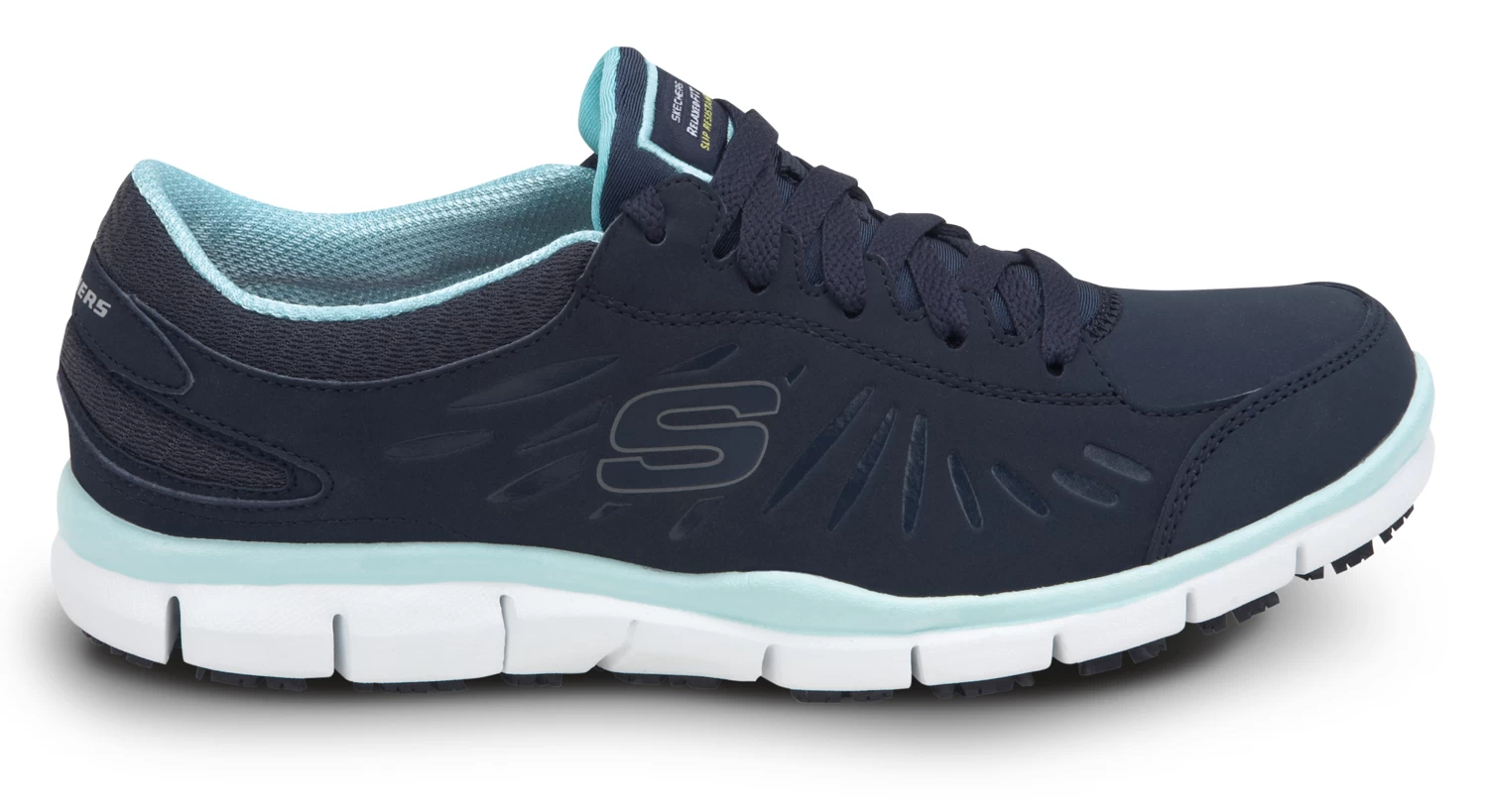 SKECHERS Work SSK405NVAQ Stacey, Women's, Navy/Aqua, Athletic Style, MaxTRAX Slip Resistant, Soft Toe Work Shoe 4 SKECHERS Work SSK405NVAQ Stacey, Women's, Navy/Aqua, Athletic Style, MaxTRAX Slip Resistant, Soft Toe Work Shoe - Image 2