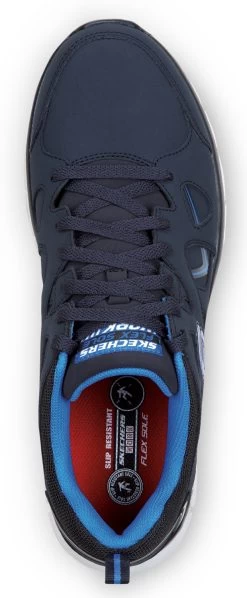 SKECHERS Work SSK605NVBL David, Men's, Navy, Athletic Style, MaxTRAX Slip Resistant, Soft Toe Work Shoe -Shoes Sales Store ssk605nvbl top