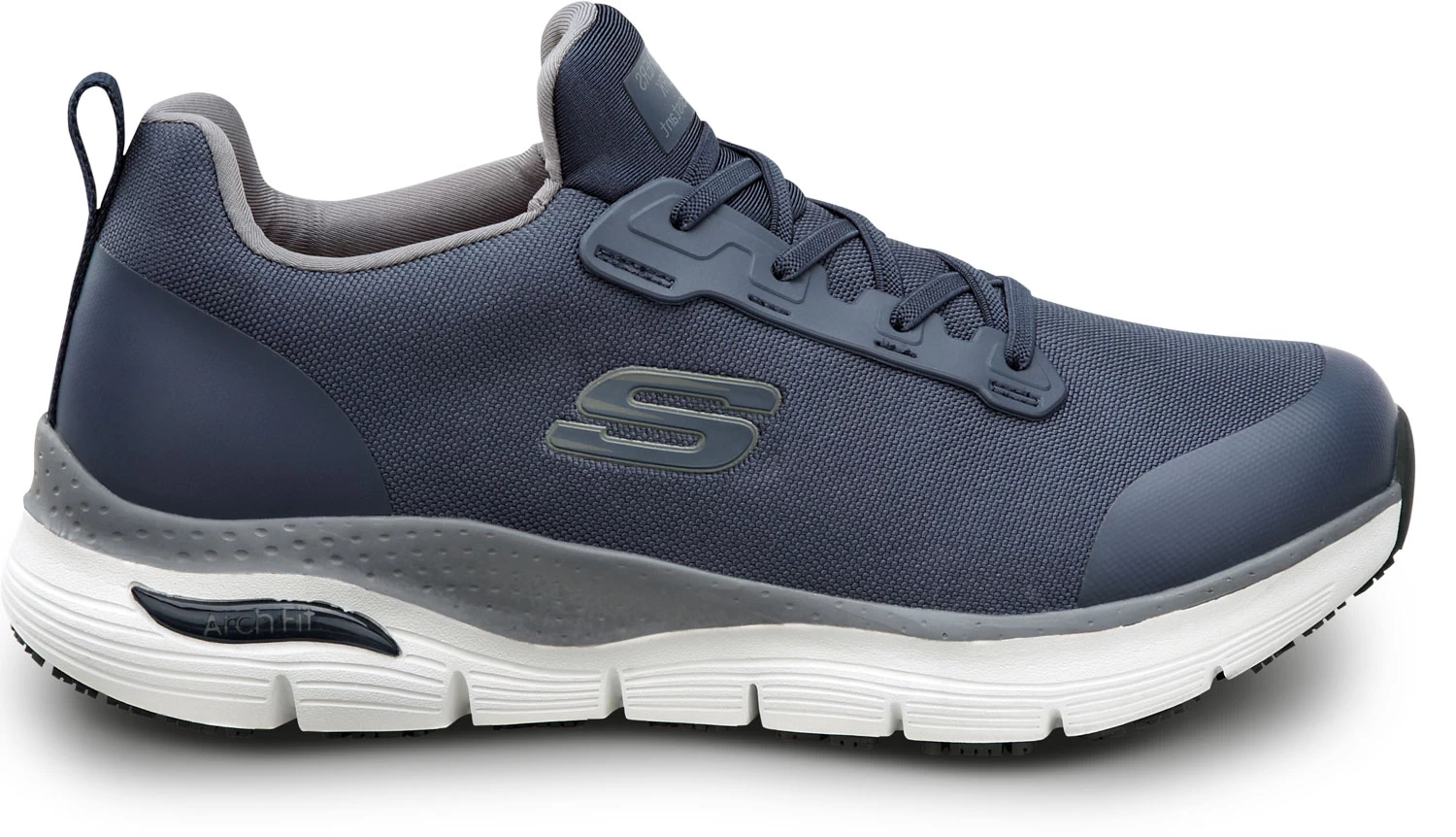 SKECHERS Work Arch Fit SSK8038NVY Jake, Men's, Navy, Slip On Athletic Style, MaxTRAX Slip Resistant, Soft Toe Work Shoe 4 SKECHERS Work Arch Fit SSK8038NVY Jake, Men's, Navy, Slip On Athletic Style, MaxTRAX Slip Resistant, Soft Toe Work Shoe - Image 2