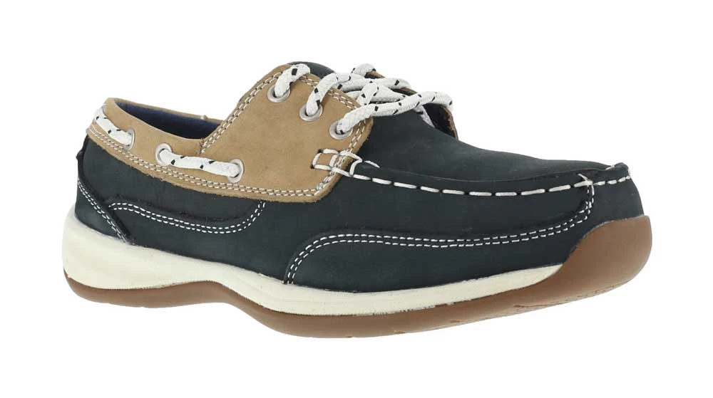 Rockport Works WGRK670 Navy/Tan Steel Toe, SD, Women's Sailing Club 3 Eye Boat Shoe 3 Rockport Works WGRK670 Navy/Tan Steel Toe, SD, Women's Sailing Club 3 Eye Boat Shoe