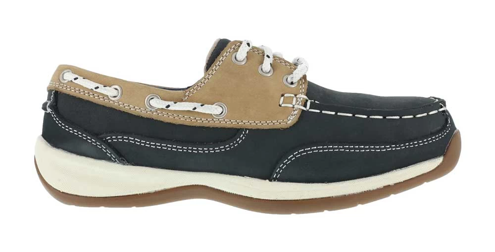 Rockport Works WGRK670 Navy/Tan Steel Toe, SD, Women's Sailing Club 3 Eye Boat Shoe 4 Rockport Works WGRK670 Navy/Tan Steel Toe, SD, Women's Sailing Club 3 Eye Boat Shoe - Image 2